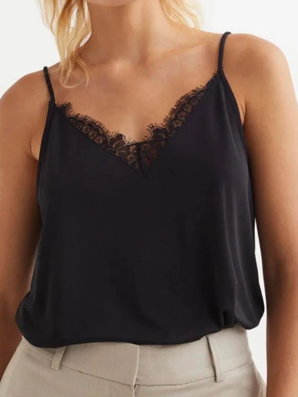 BNWT Topshop Black Lace-Trim Satin Camisole